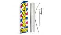 Barber Shop Letters Superknit Polyester Swooper Flag Size 11.5ft by 2.5ft & 6 Piece Pole & Ground Spike Kit