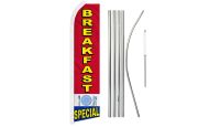 Breakfast Special Superknit Polyester Swooper Flag Size 11.5ft by 2.5ft & 6 Piece Pole & Ground Spike Kit