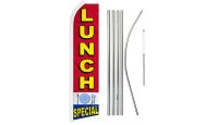 Lunch Special Superknit Polyester Swooper Flag Size 11.5ft by 2.5ft & 6 Piece Pole & Ground Spike Kit