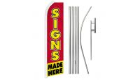 Signs Made Here Superknit Polyester Swooper Flag Size 11.5ft by 2.5ft & 6 Piece Pole & Ground Spike Kit