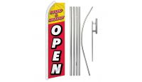 Pickup & Delivery Open Superknit Polyester Swooper Flag Size 11.5ft by 2.5ft & 6 Piece Pole & Ground Spike Kit