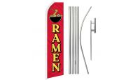 Ramen  Superknit Polyester Swooper Flag Size 11.5ft by 2.5ft & 6 Piece Pole & Ground Spike Kit