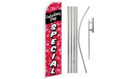 Valentine's Day Special  Superknit Polyester Swooper Flag Size 11.5ft by 2.5ft & 6 Piece Pole & Ground Spike Kit