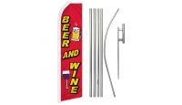 Beer and Wine Superknit Polyester Swooper Flag Size 11.5ft by 2.5ft & 6 Piece Pole & Ground Spike Kit