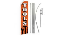 Tools Orange Superknit Polyester Swooper Flag Size 11.5ft by 2.5ft & 6 Piece Pole & Ground Spike Kit