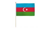 Azerbaijan Stick Flag 12in by 18in on 24in Wooden Dowel