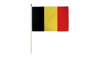 Belgium Stick Flag 12in by 18in on 24in Wooden Dowel