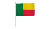 Benin Stick Flag 12in by 18in on 24in Wooden Dowel