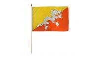 Bhutan Stick Flag 12in by 18in on 24in Wooden Dowel