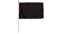 Black Solid Color Stick Flag 12in by 18in on 24in Wooden Dowel