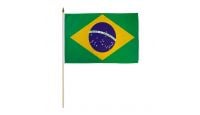 Brazil Stick Flag 12in by 18in on 24in Wooden Dowel