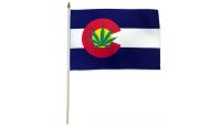 Colorado Leaf Stick Flag 12in by 18in on 24in Wooden Dowel