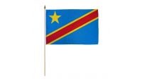Congo Democratic Republic Stick Flag 12in by 18in on 24in Wooden Dowel