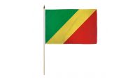Congo Republic Stick Flag 12in by 18in on 24in Wooden Dowel