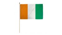 Cote D'ivoire Ivory Coast Stick Flag 12in by 18in on 24in Wooden Dowel
