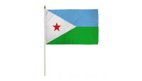 Djibouti Stick Flag 12in by 18in on 24in Wooden Dowel