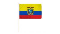 Ecuador Stick Flag 12in by 18in on 24in Wooden Dowel