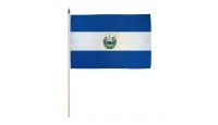 El Salvador Stick Flag 12in by 18in on 24in Wooden Dowel