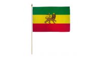 Ethiopia Lion Stick Flag 12in by 18in on 24in Wooden Dowel