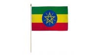 Ethiopia Star Stick Flag 12in by 18in on 24in Wooden Dowel