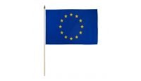 European Union Stick Flag 12in by 18in on 24in Wooden Dowel