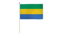 Gabon Stick Flag 12in by 18in on 24in Wooden Dowel