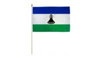 Lesotho Stick Flag 12in by 18in on 24in Wooden Dowel