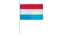 Luxembourg Stick Flag 12in by 18in on 24in Wooden Dowel