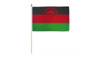 Malawi Stick Flag 12in by 18in on 24in Wooden Dowel