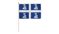 Martinique Stick Flag 12in by 18in on 24in Wooden Dowel