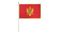 Montenegro Stick Flag 12in by 18in on 24in Wooden Dowel