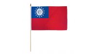 Myanmar Burma Old Stick Flag 12in by 18in on 24in Wooden Dowel