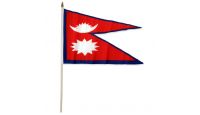 Nepal Stick Flag 12in by 18in on 24in Wooden Dowel