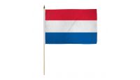 Netherlands Stick Flag 12in by 18in on 24in Wooden Dowel