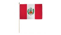 Peru Stick Flag 12in by 18in on 24in Wooden Dowel