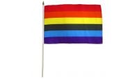 Rainbow Stick Flag 12in by 18in on 24in Wooden Dowel