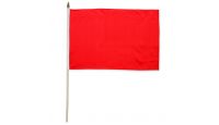 Red Solid Color Stick Flag 12in by 18in on 24in Wooden Dowel