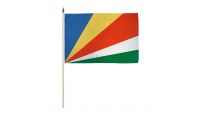 Seychelles Stick Flag 12in by 18in on 24in Wooden Dowel