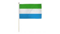 Sierra Leone Stick Flag 12in by 18in on 24in Wooden Dowel