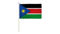 South Sudan Stick Flag 12in by 18in on 24in Wooden Dowel
