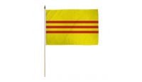 South Vietnam Stick Flag 12in by 18in on 24in Wooden Dowel