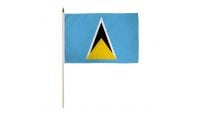 St. Lucia Stick Flag 12in by 18in on 24in Wooden Dowel