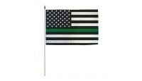 Thin Green Line USA 12x18in Stick Flag