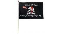 Time Flies When Having Rum Pirate Stick Flag 12in by 18in on 24in Wooden Dowel