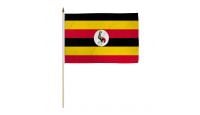 Uganda Stick Flag 12in by 18in on 24in Wooden Dowel