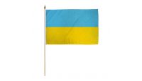 Ukraine Stick Flag 12in by 18in on 24in Wooden Dowel
