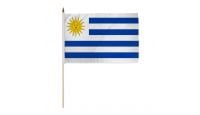 Uruguay Stick Flag 12in by 18in on 24in Wooden Dowel