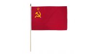 USSR Russia Stick Flag 12in by 18in on 24in Wooden Dowel