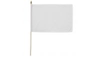 White Solid Color Stick Flag 12in by 18in on 24in Wooden Dowel