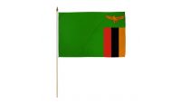 Zambia Stick Flag 12in by 18in on 24in Wooden Dowel